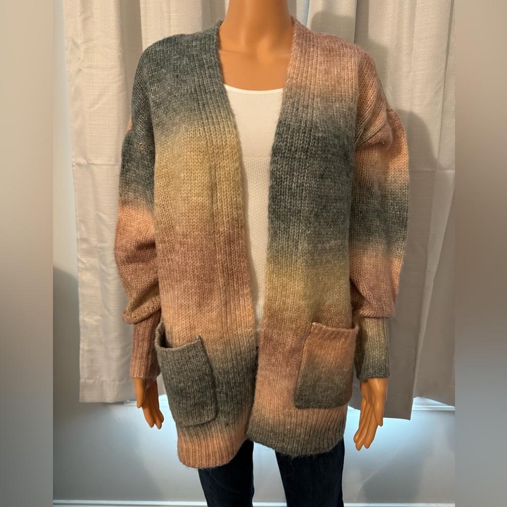 Pretty Madison & Hudson size S pink gray open front midi cardigan sweater